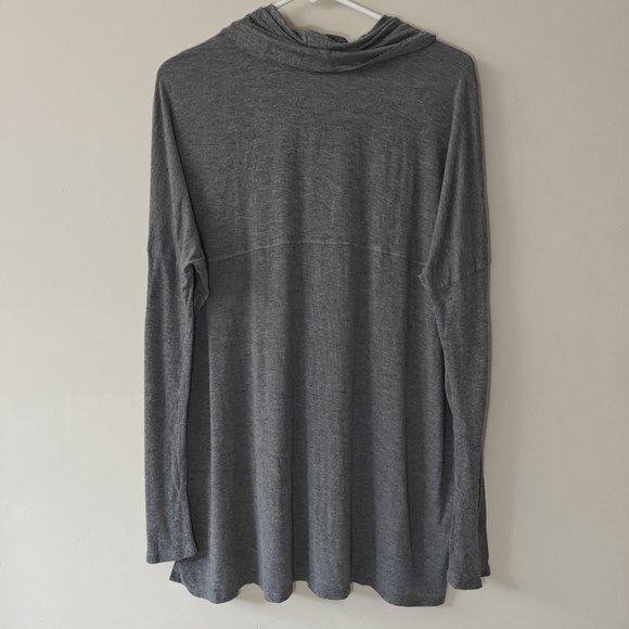 Anthropologie Bordeaux Large Gray Stretch Long Sleeve Turtleneck Cowl Oversized - Picture 2 of 4